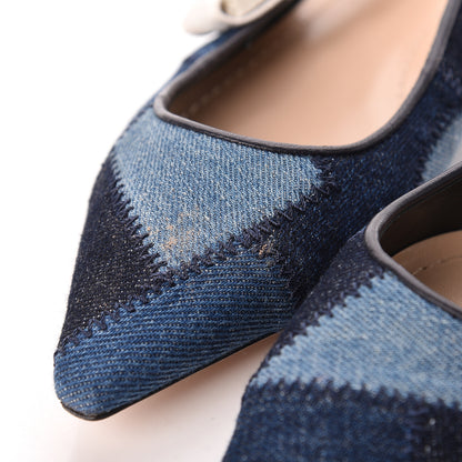 Christian Dior Denim Ribbon Patchwork J'Adior Slingback Ballet Flats 36 Deep Blue 8 of 9