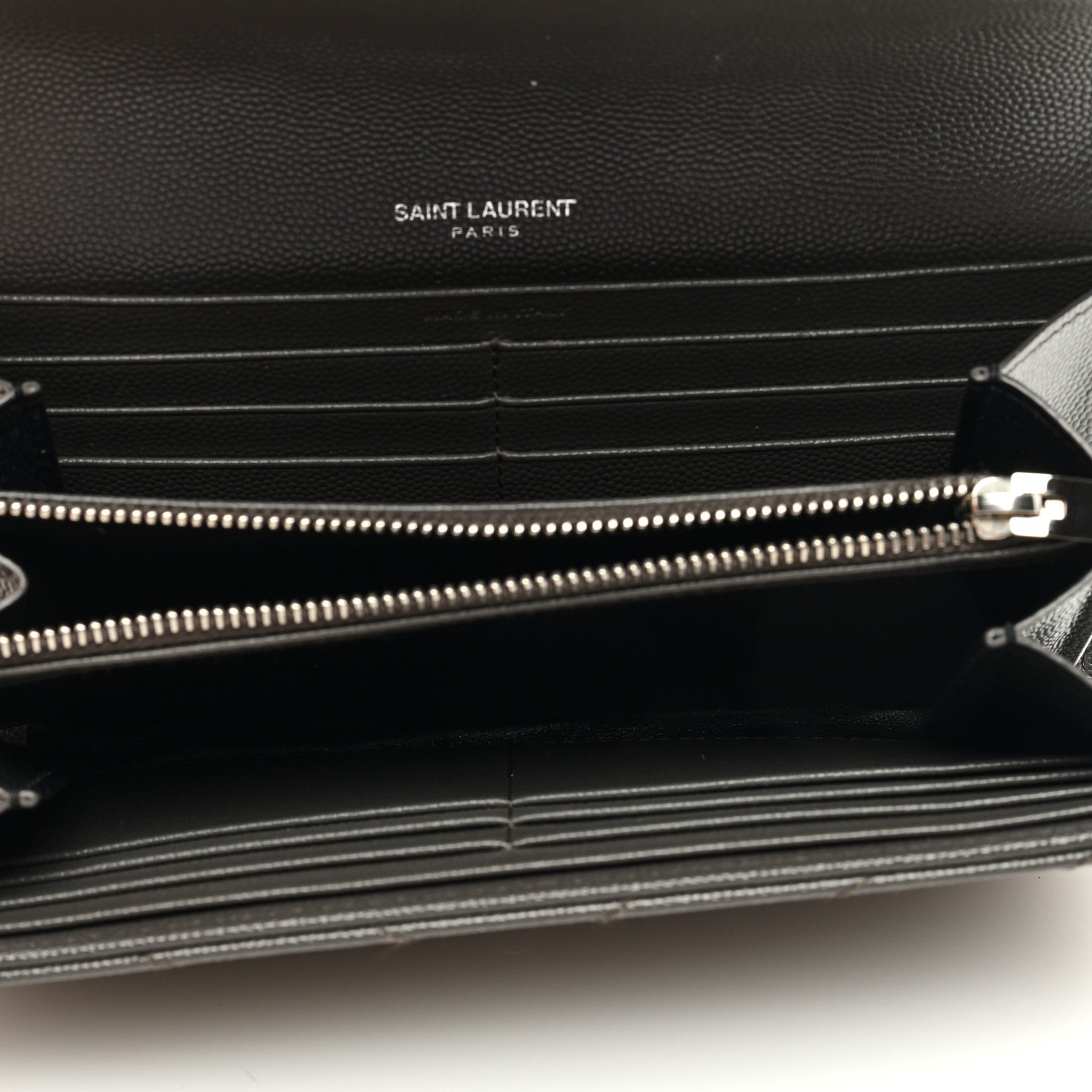 Saint Laurent Grain De Poudre Matelasse Chevron Monogram Flap Wallet Fog 5 of 6