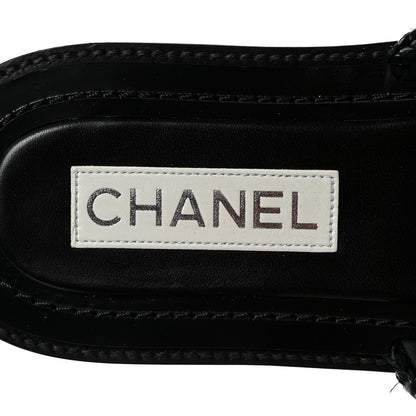 Chanel Raffia Crystal CC Mules Sandals 38.5 Black 6 of 9