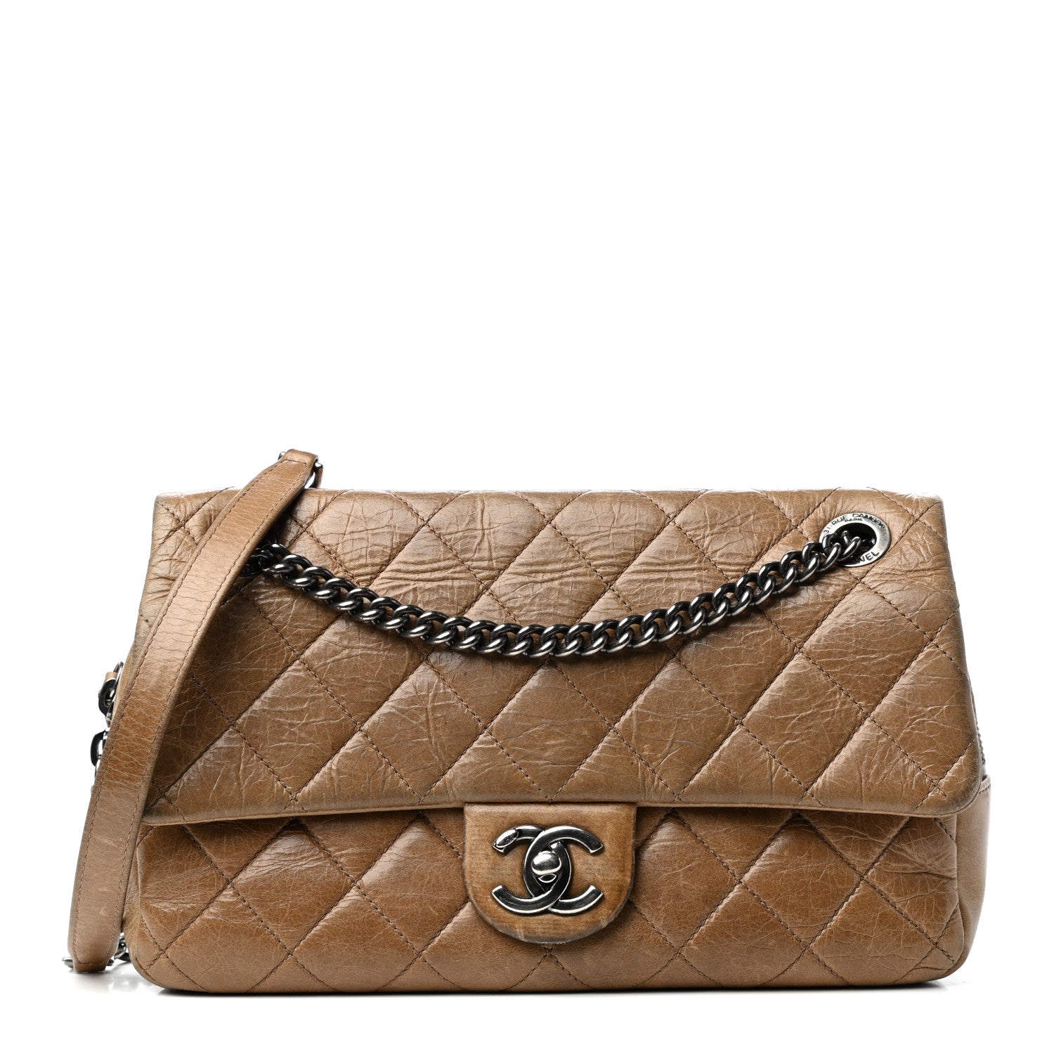 Chanel Glazed Calfskin Quilted Medium Duo Color Flap Brown 1 of 10
