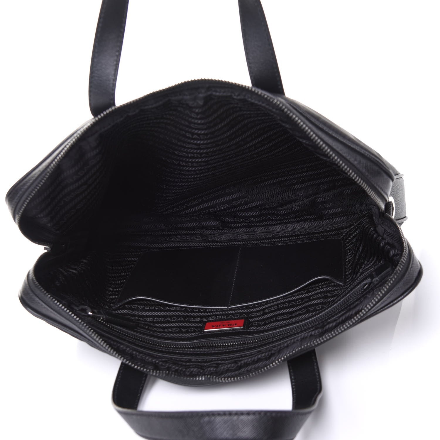 Prada Tessuto Nylon Saffiano Metal Triangle Logo Work Bag Black 4 of 9