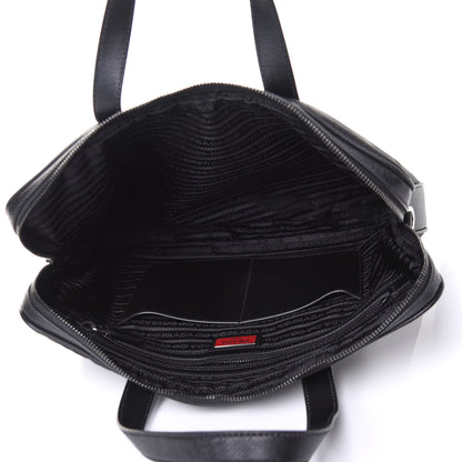 Prada Tessuto Nylon Saffiano Metal Triangle Logo Work Bag Black 4 of 9