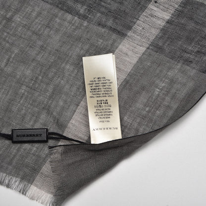 Burberry Linen Giant Exploded Check Lightweight Scarf Light Grey 4 of 5