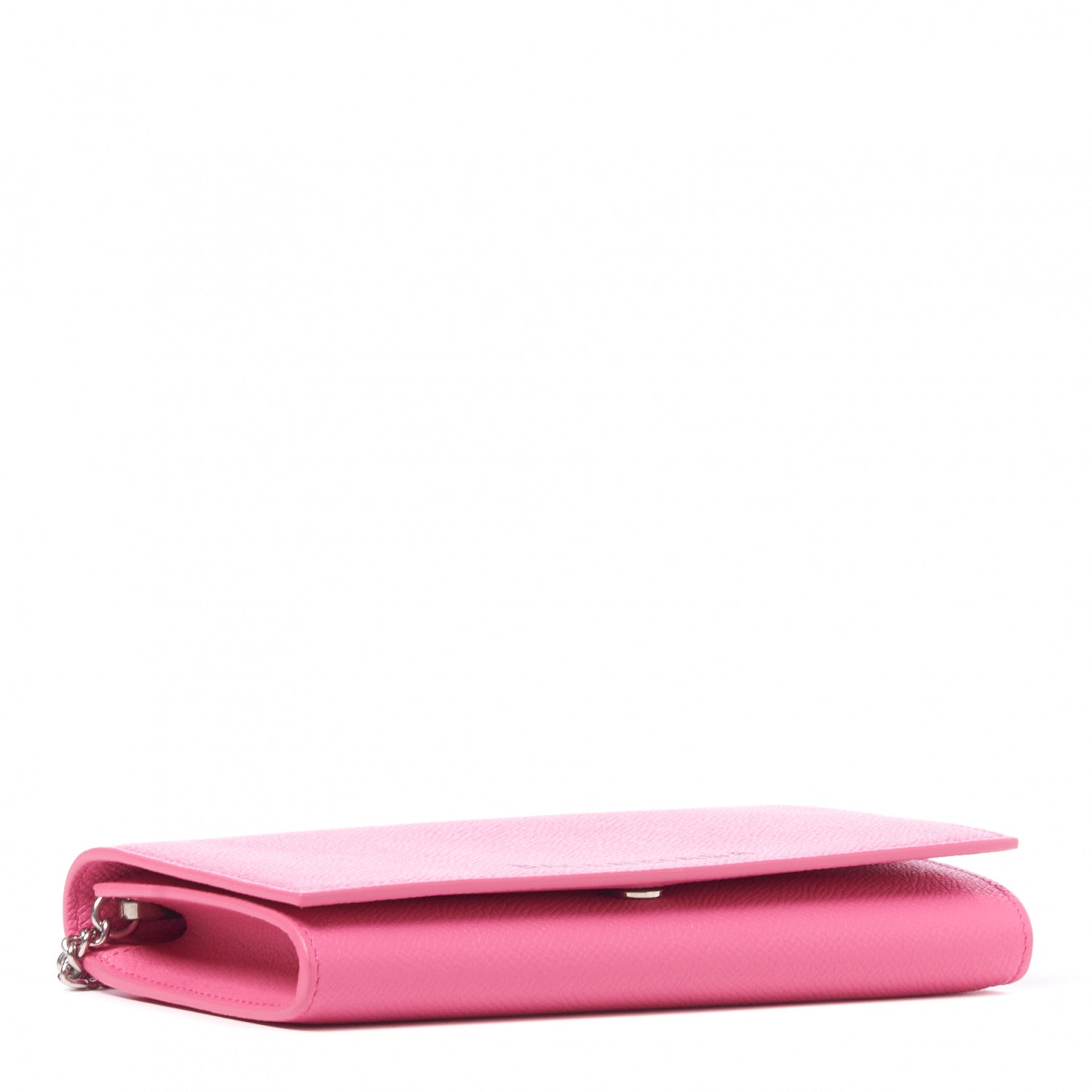 Balenciaga Signature Grained Calfskin Logo Ville Wallet on Chain Bubble Gum Black 3 of 8