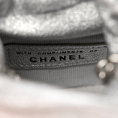 Chanel Metallic Caviar Quilted Mini Drawstring Bucket Bag Silver 6 of 8