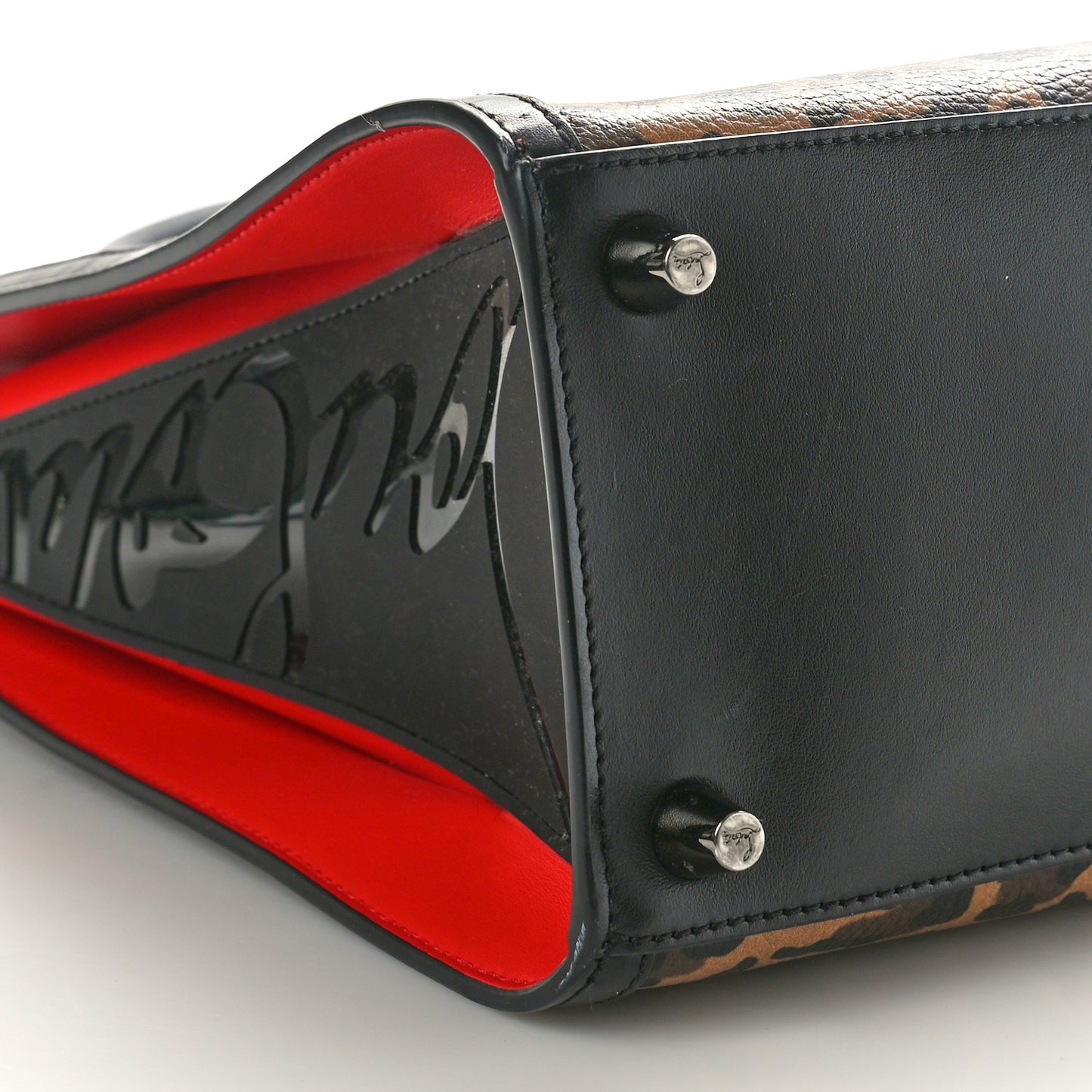 Calfskin Leopard Jacquard Spiked Medium Paloma Black