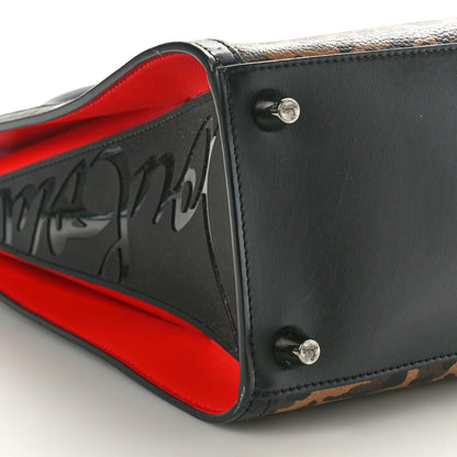 Christian Louboutin Calfskin Leopard Jacquard Spiked Medium Paloma Black 9 of 10