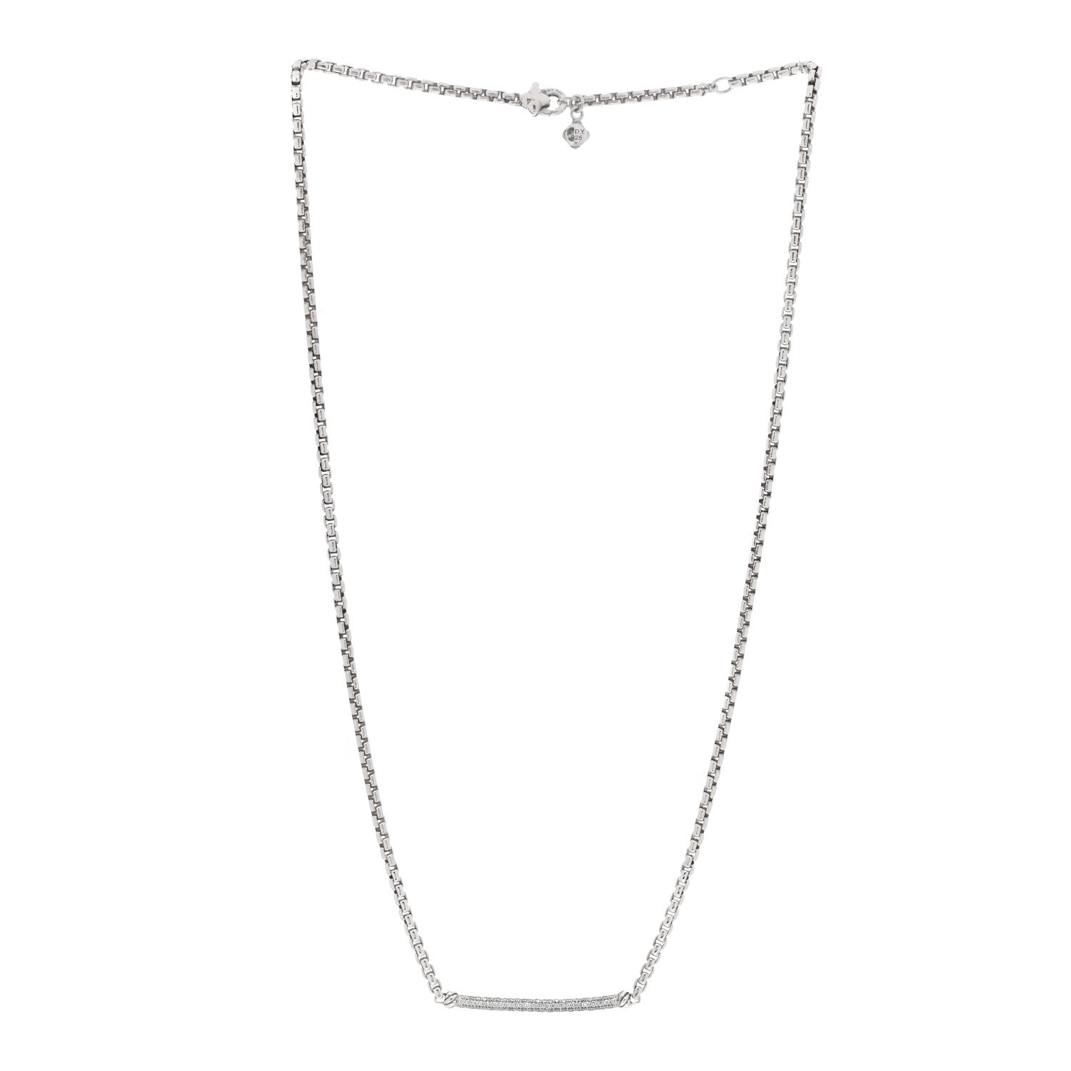 David Yurman Sterling Silver Diamond Petite Metro Necklace 2 of 3