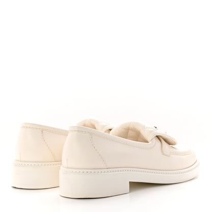 Chanel Shiny Lambskin Quilted CC Turnlock Loafers 38 White 4 of 10