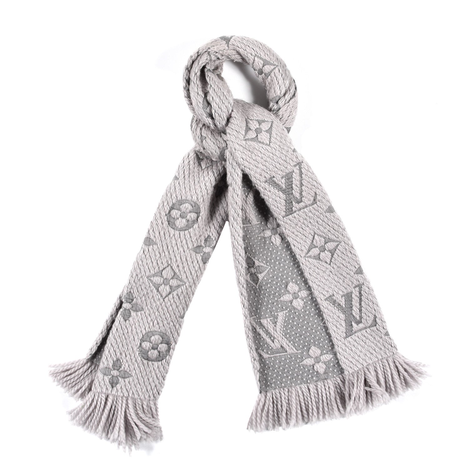 Louis Vuitton Wool Silk Logomania Scarf Pearl Grey 1 of 4