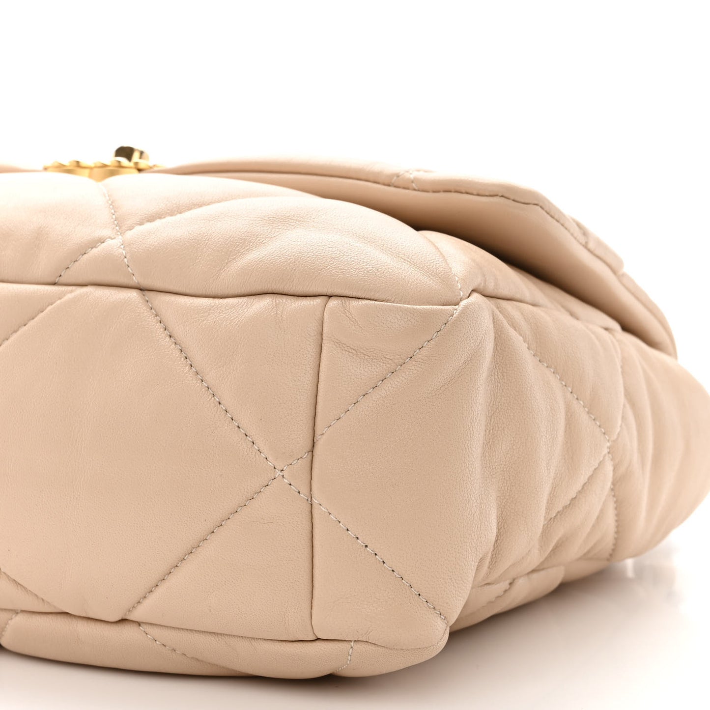 Lambskin Quilted Large Chanel 19 Flap Beige