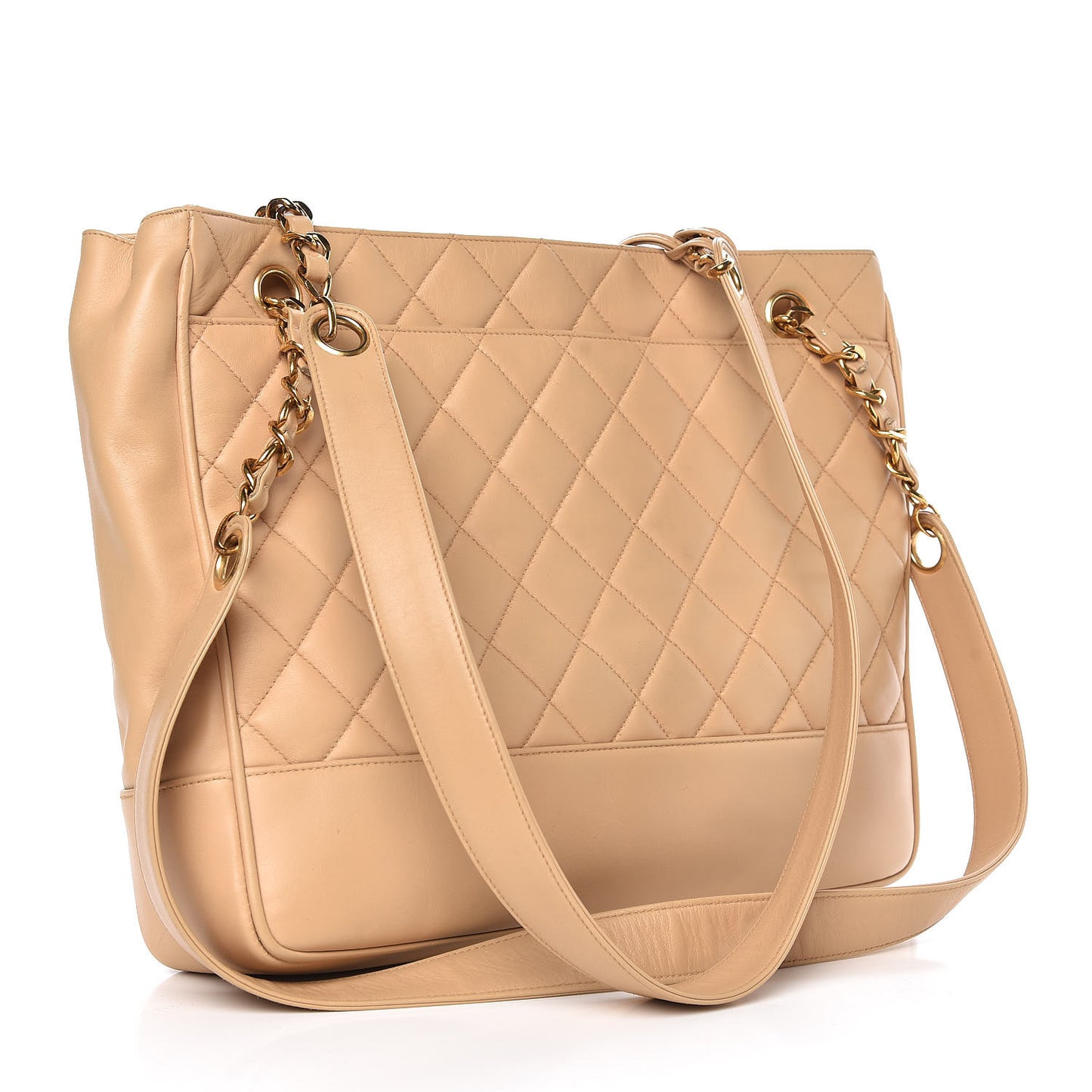 Lambskin Quilted Tote Beige
