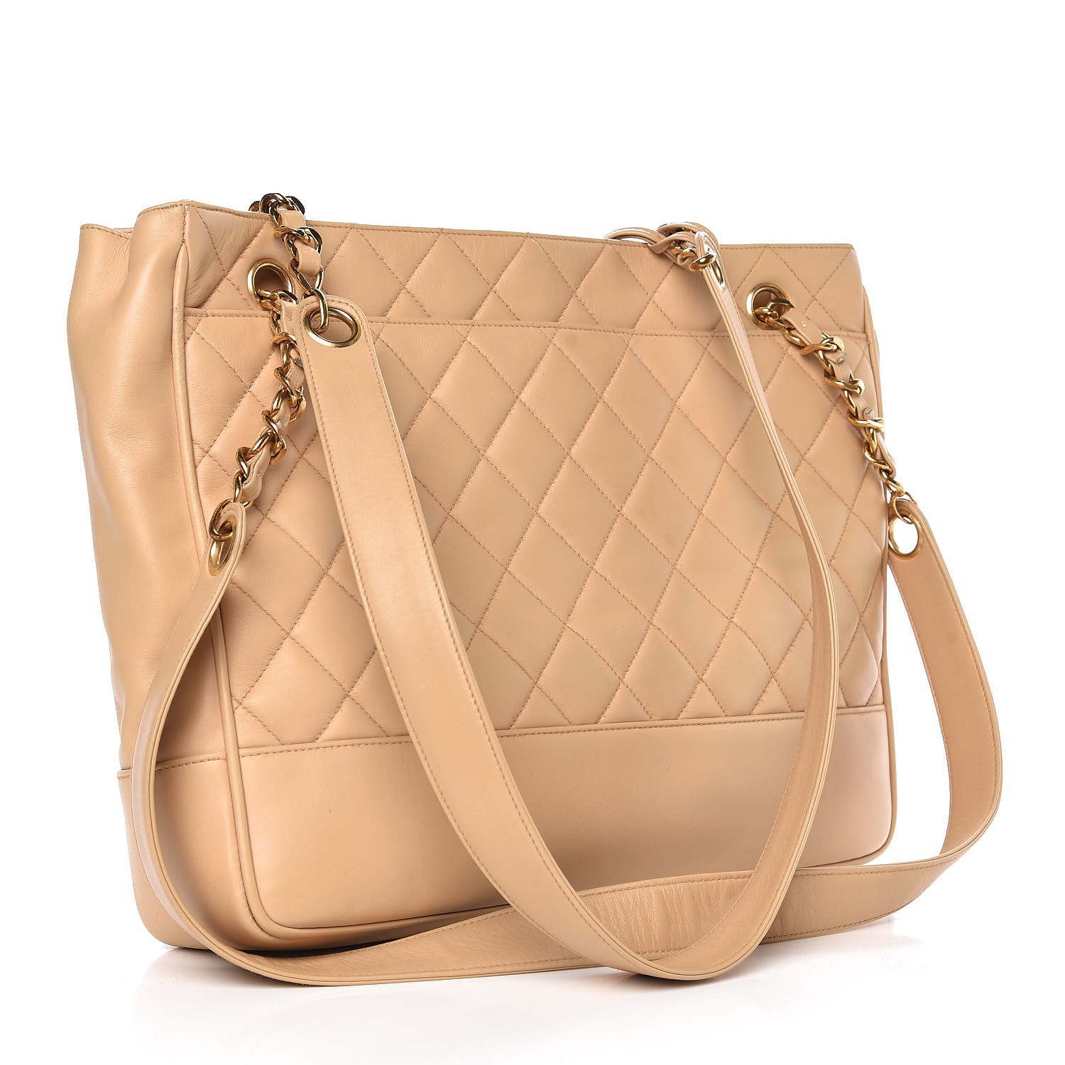 Chanel Lambskin Quilted Tote Beige 3 of 9