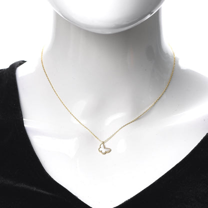 Van Cleef & Arpels 18K Yellow Gold Mother of Pearl Sweet Alhambra Butterfly Pendant Necklace 2 of 7