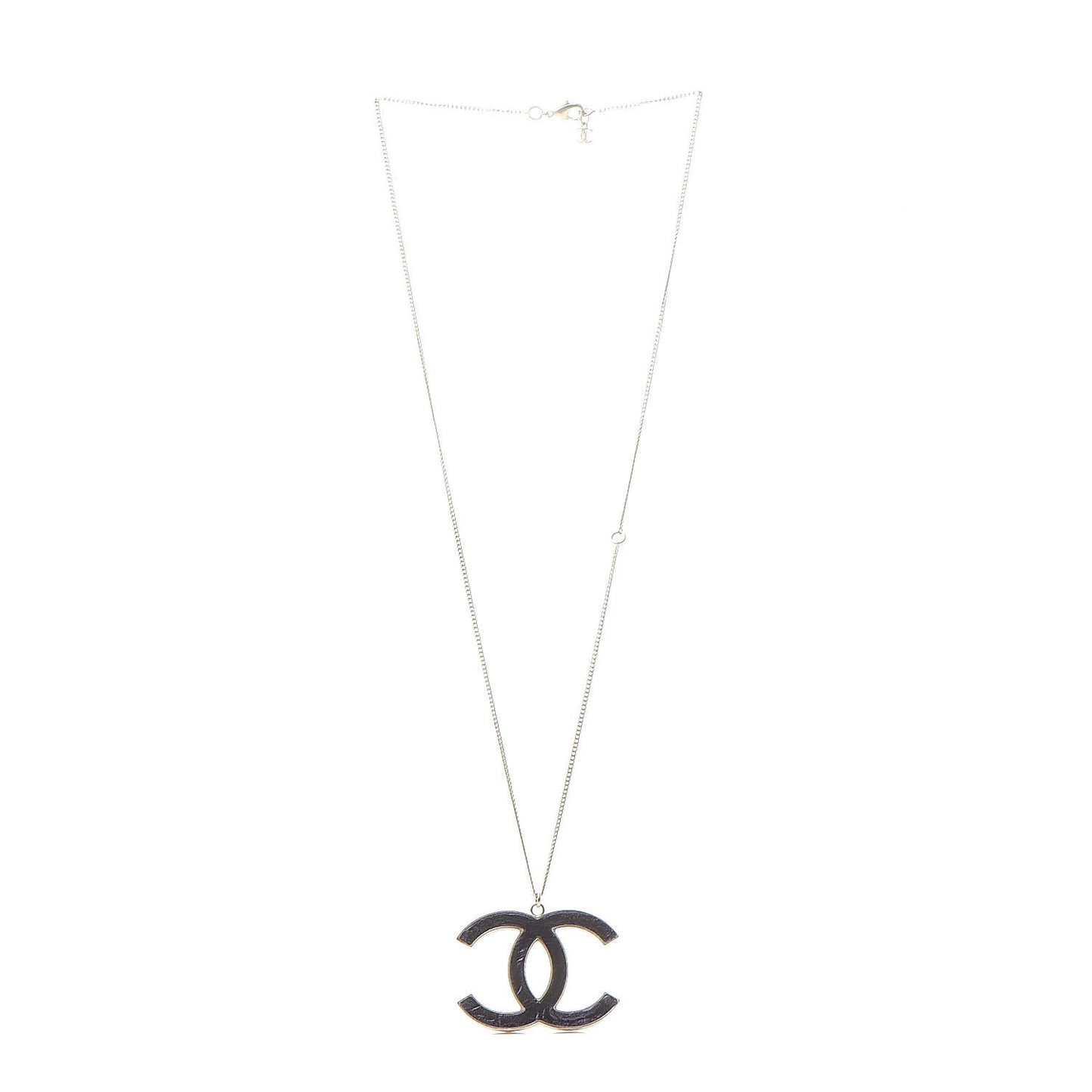 Large CC Pendant Necklace Purple Gold