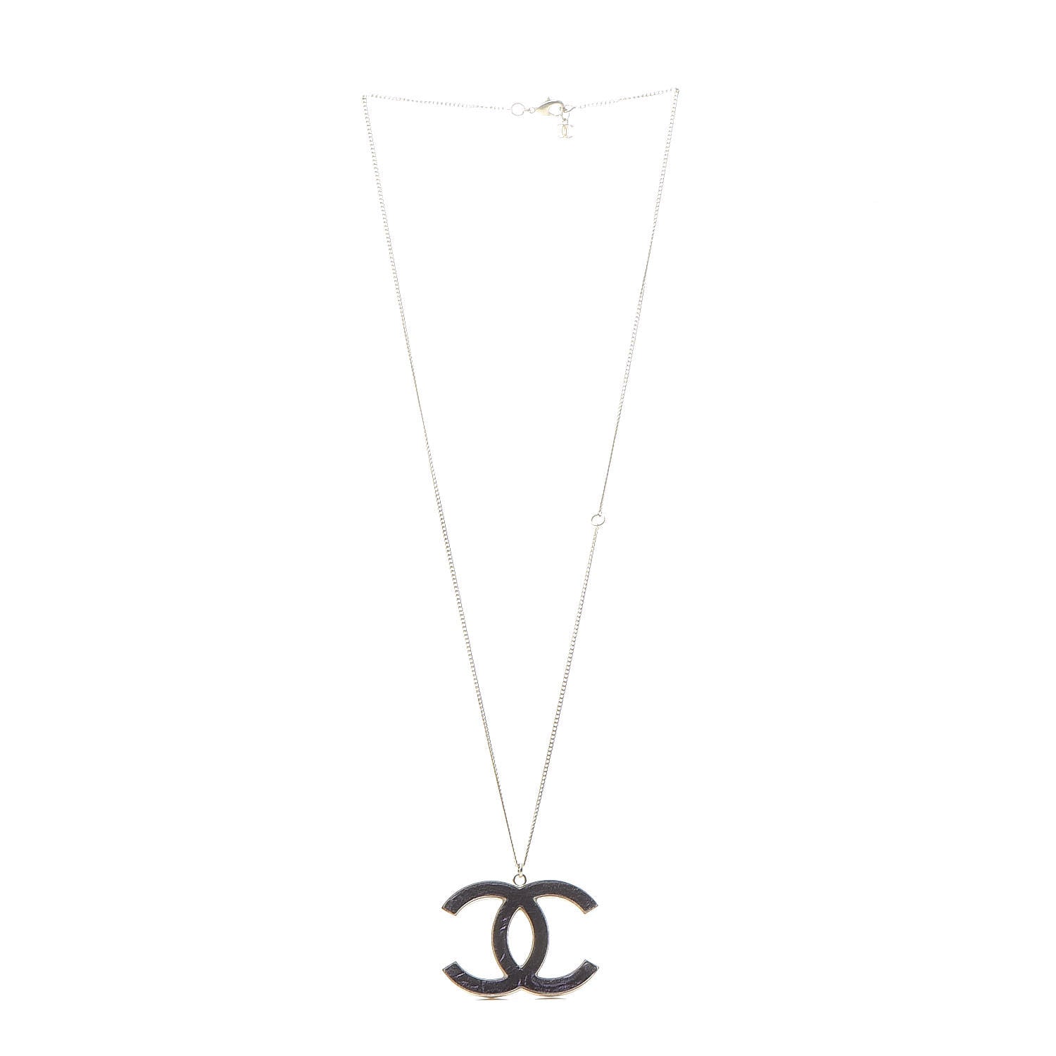 Chanel Large CC Pendant Necklace Purple Gold 3 of 6
