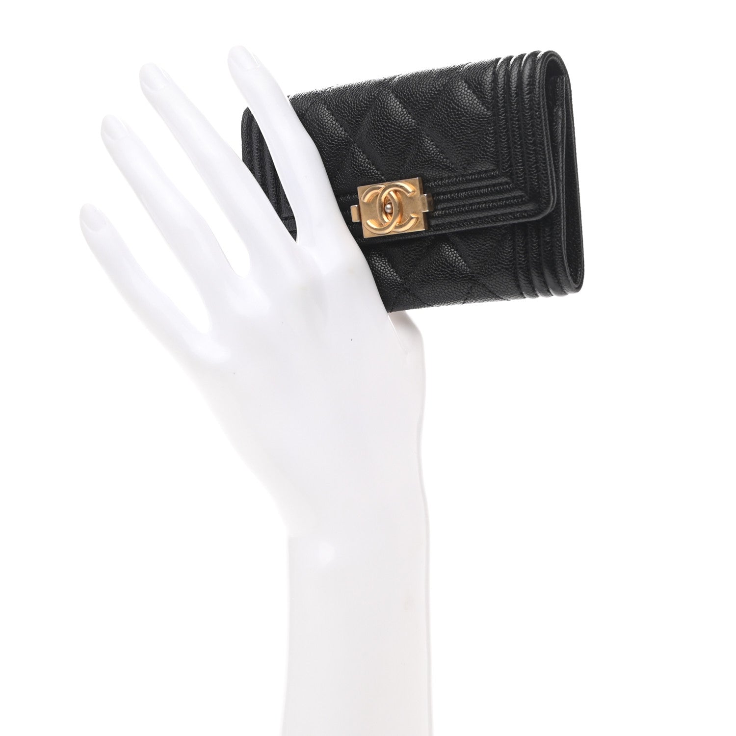 Chanel Caviar Quilted Boy Flap Card Holder Black 2 of 9
