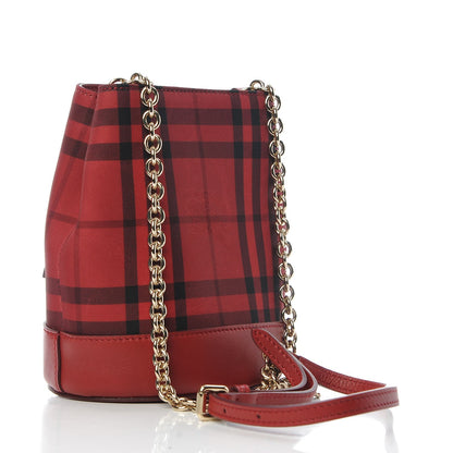 Burberry Overdyed Canvas Horseferry Check Baby Bucket Bag Parade Red 3 of 7