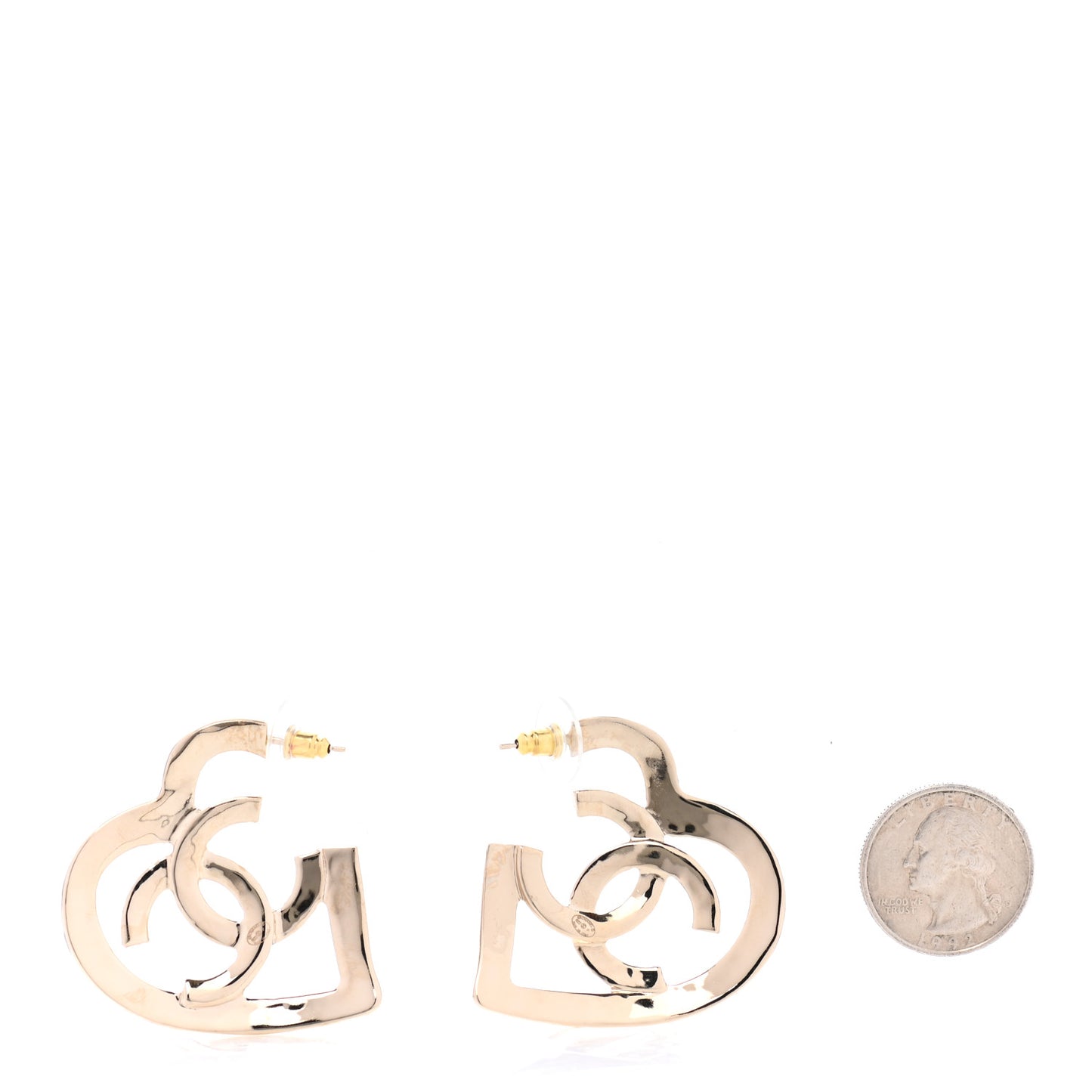 Metal CC Heart Coco In Love Hoop Earrings Gold