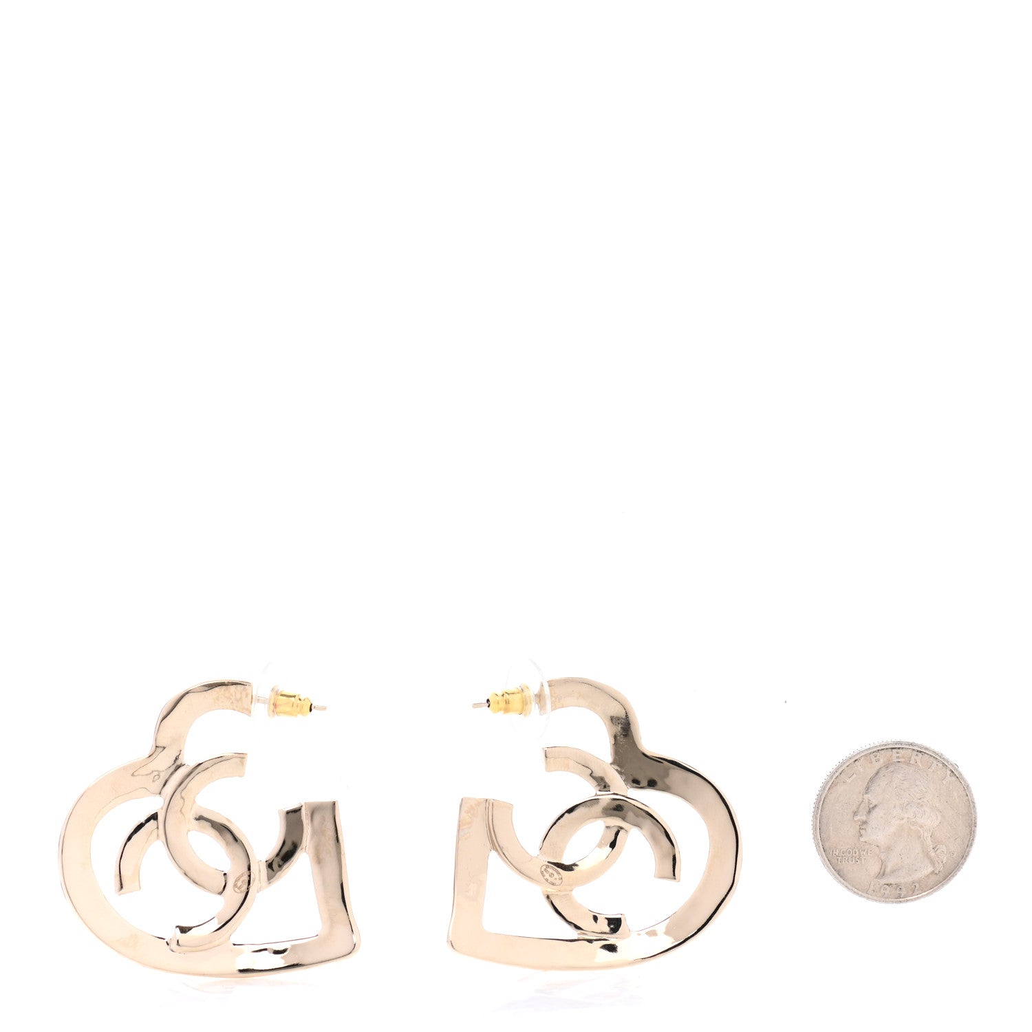 Chanel Metal CC Heart Coco In Love Hoop Earrings Gold 2 of 5