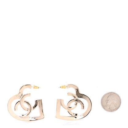 Chanel Metal CC Heart Coco In Love Hoop Earrings Gold 2 of 5