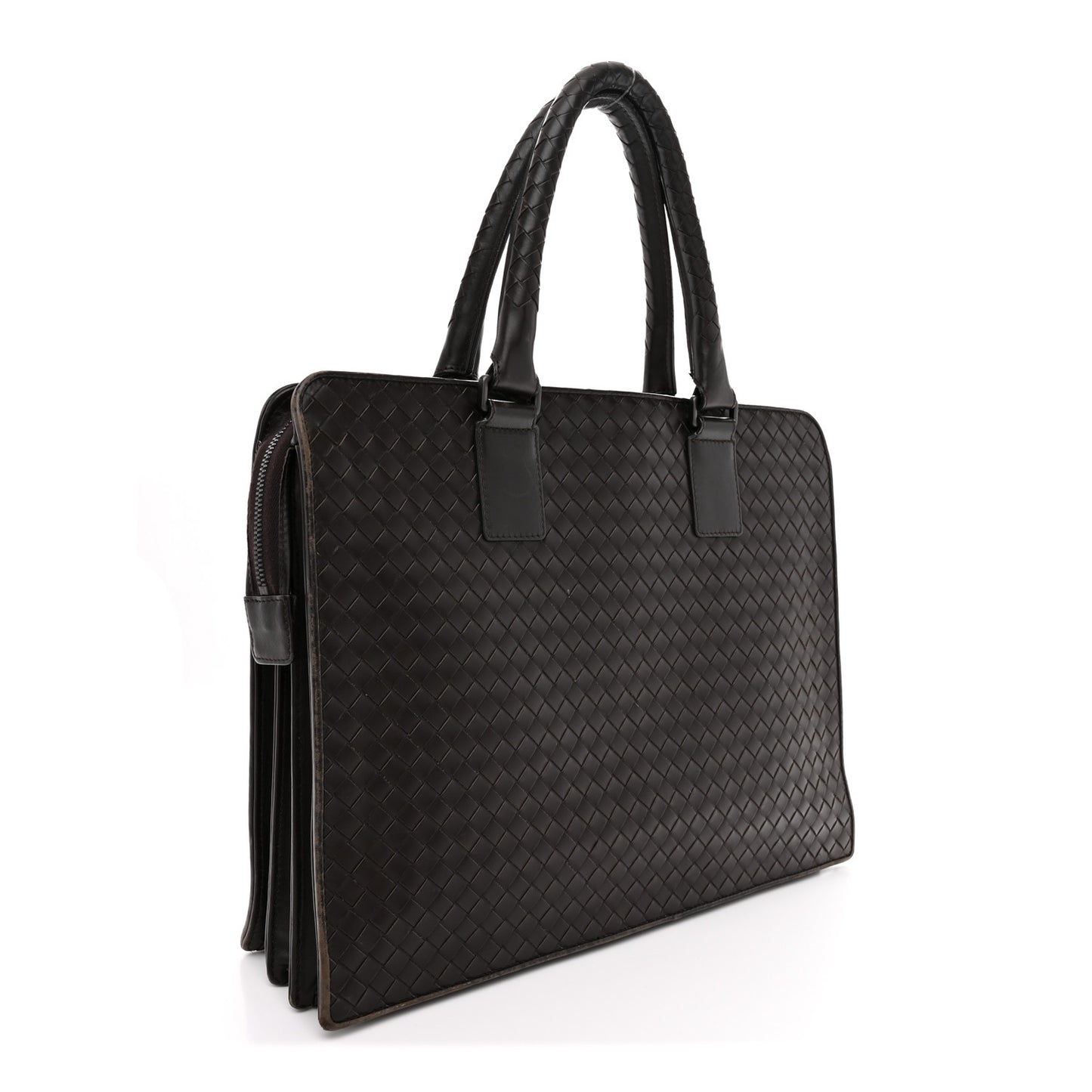 Nappa Intrecciato Briefcase Ebano