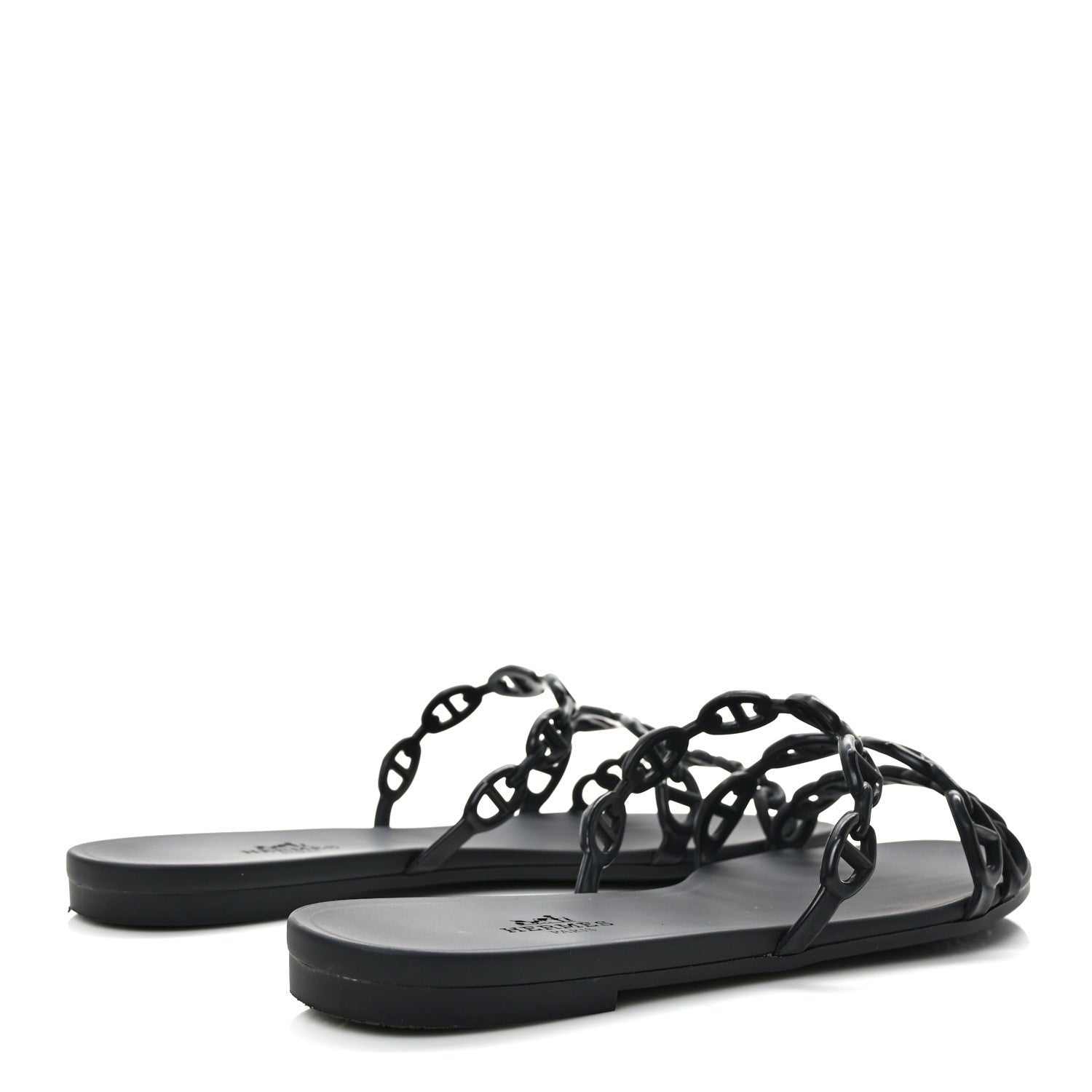 Hermes Rubber Chaine d'Ancre Rivage Sandals 37 Black 4 of 8