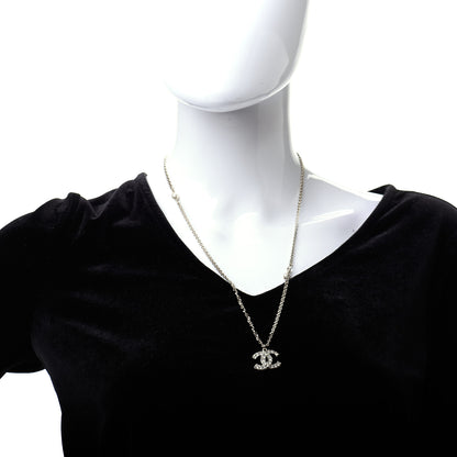 Chanel Pearl Crystal CC Pendant Necklace Gold 2 of 6