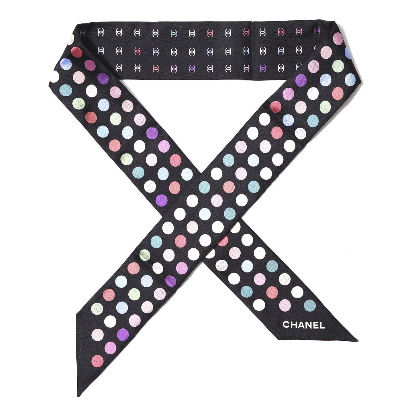 Silk Polka Dot CC Slim Bandeau Black Multicolor