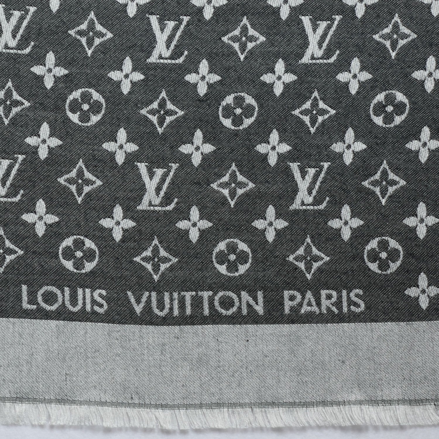 Louis Vuitton Wool Silk Monogram Denim Shawl Black 4 of 5