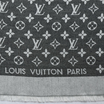 Louis Vuitton Wool Silk Monogram Denim Shawl Black 4 of 5