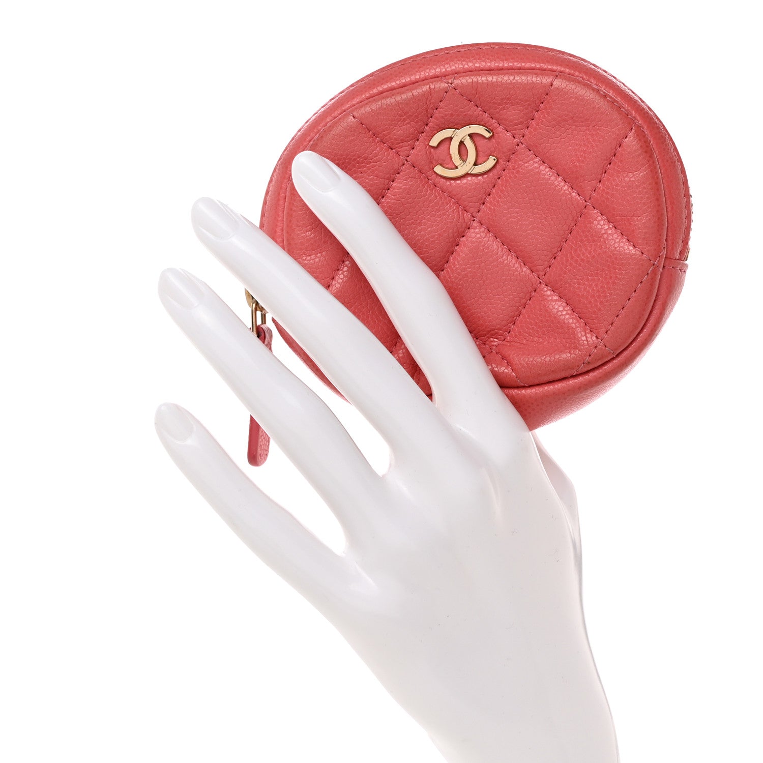 Chanel Caviar Quilted Zip Around Classic Coin Purse Pink 2 of 11