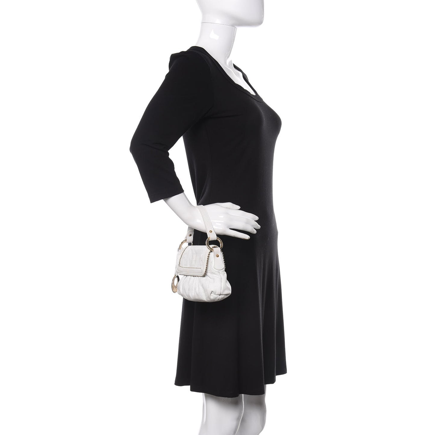 Calfskin Perforated Mini Chef Shoulder Bag White