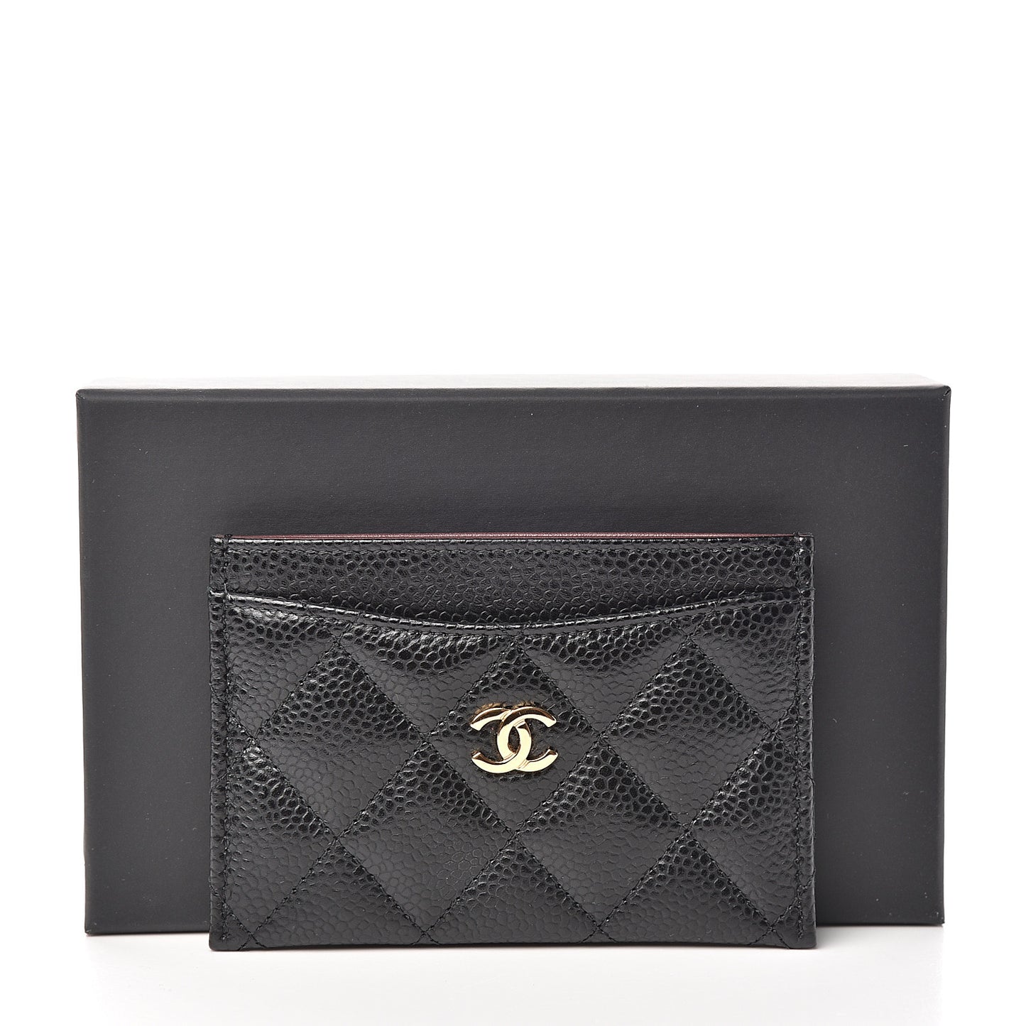 Caviar Quilted Card Holder Black