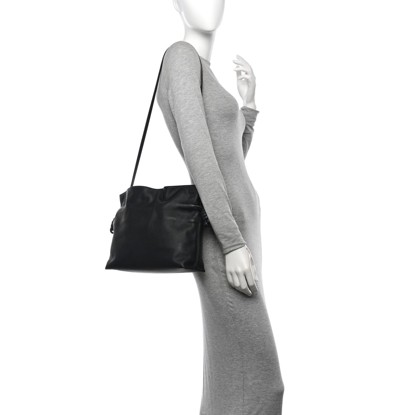 Calfskin Flamenco Knot Bag Black