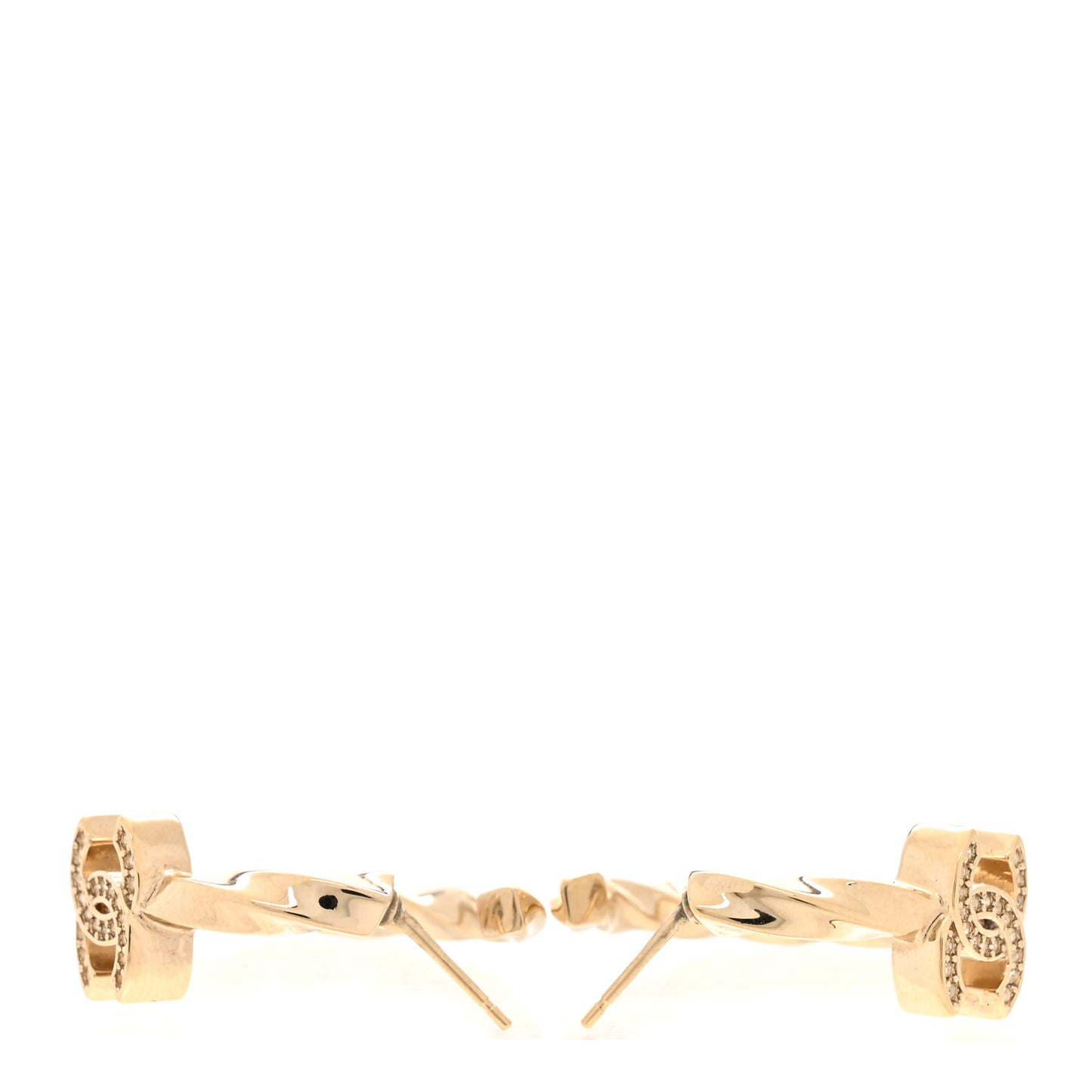 Metal Crystal Twist CC Hoop Earrings Gold