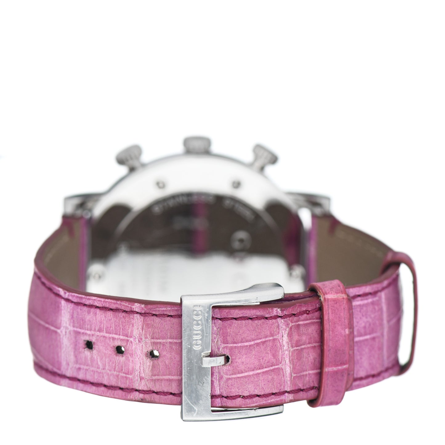 Stainless Steel Alligator Diamond Bezel 44mm G-Chrono Quartz Watch Pink