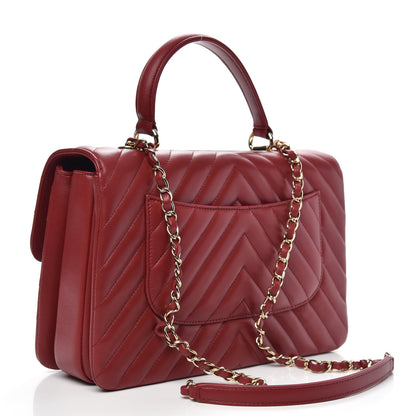 Chanel Lambskin Chevron Quilted Medium Trendy CC Dual Handle Flap Bag Red 4 of 13