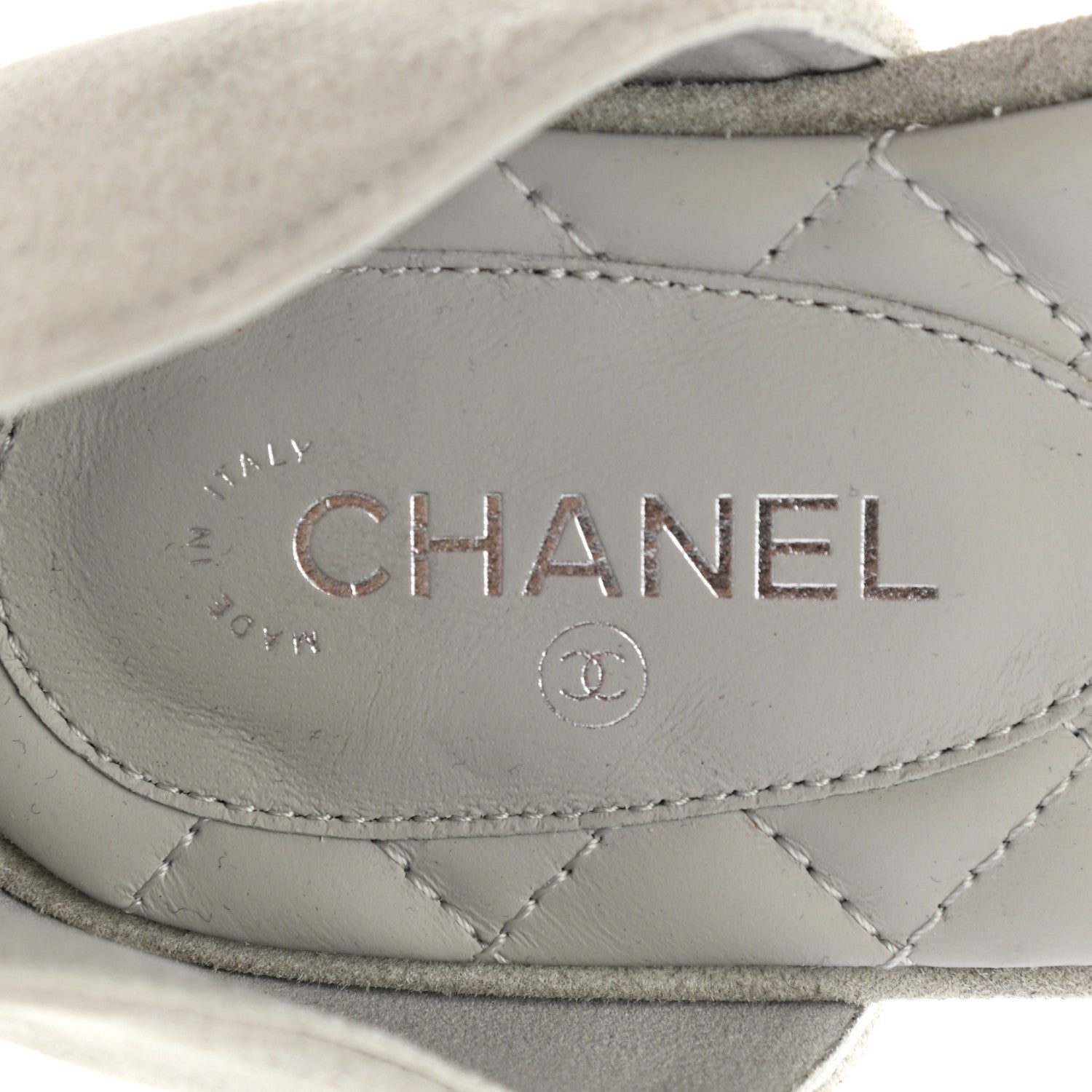 Chanel Suede Grosgrain Cap Toe CC Mary Jane Flats 40.5 Grey Black 7 of 9