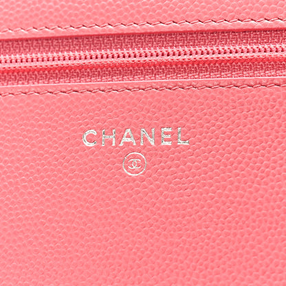 Chanel Caviar Chevron Quilted Wallet On Chain WOC Pink 6 of 11