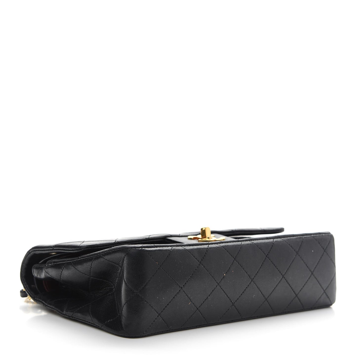 Lambskin Quilted Small Double Flap Black