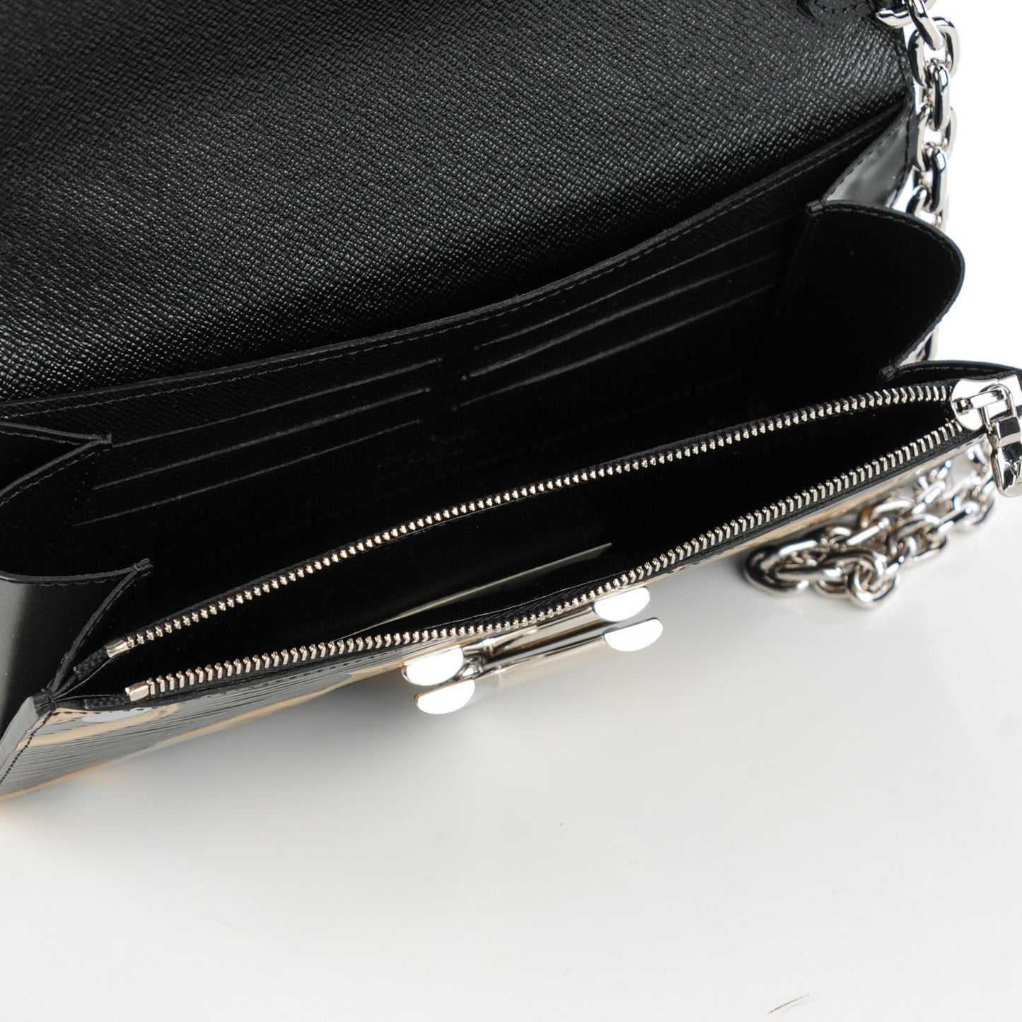 Epi Chain Flower Print Twist Chain Wallet Black