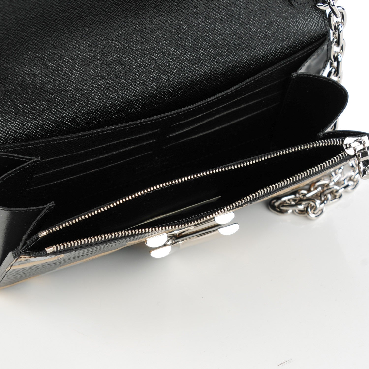 Louis Vuitton Epi Chain Flower Print Twist Chain Wallet Black 5 of 7