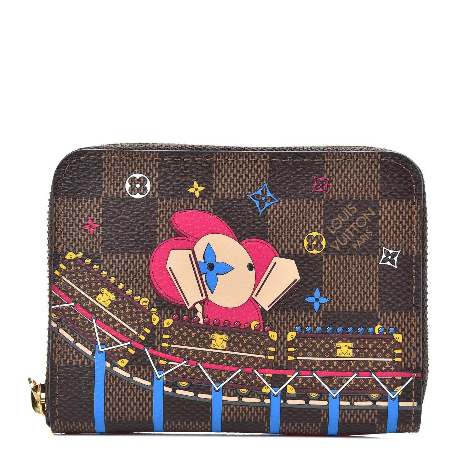 Louis Vuitton Damier Ebene 2020 Christmas Animation Roller Coaster Zippy Coin Purse Pivoine 1 of 8
