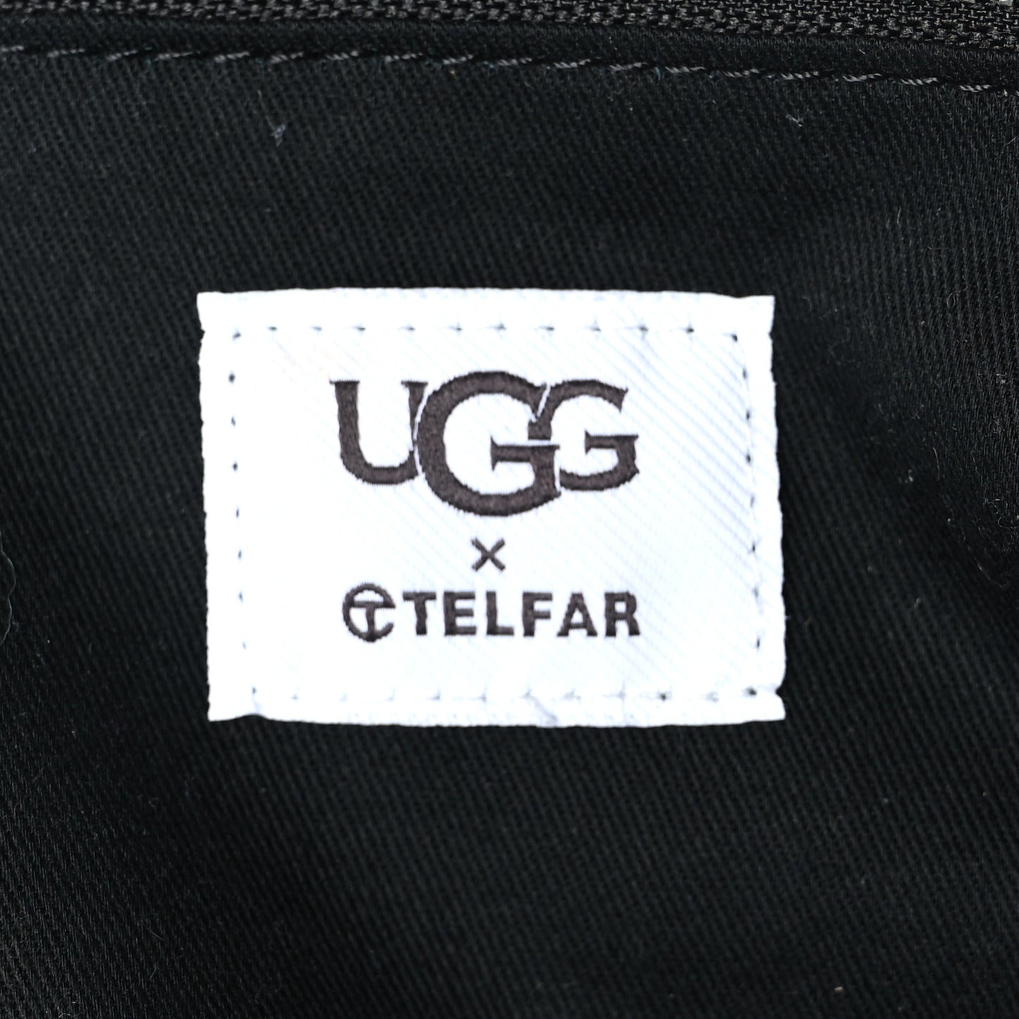 X UGG Crinkle Patent Shearling Large Shopping Bag Black