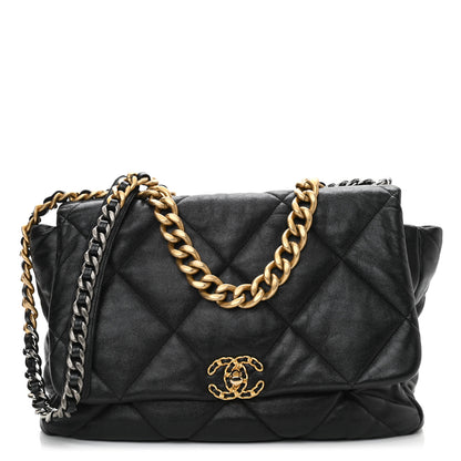 Chanel Goatskin Quilted Maxi Chanel 19 Flap Black 1 of 9