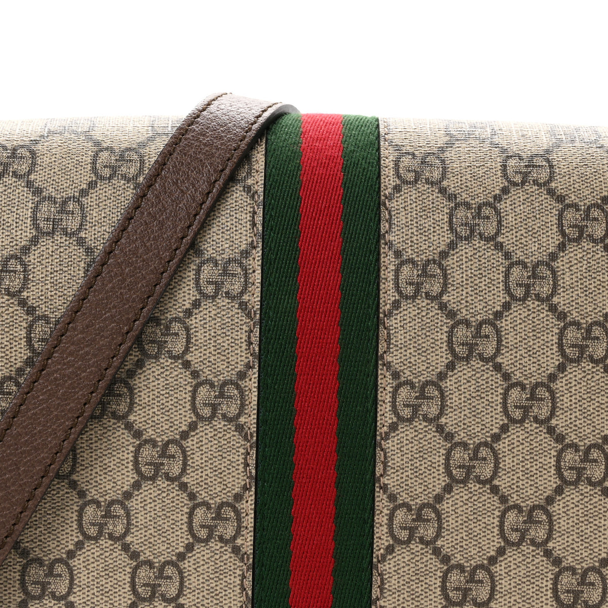 Gucci GG Supreme Monogram Web Small Ophidia Flap Messenger Bag Brown 8 of 10