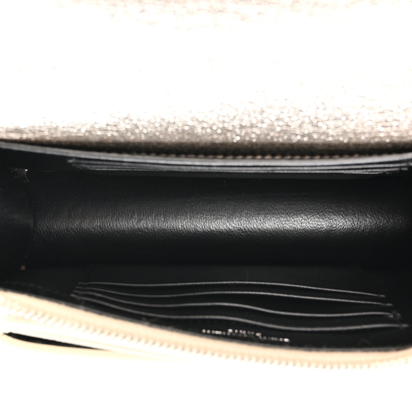Metallic Crackled Calfskin Monogram Sunset Chain Wallet Gold