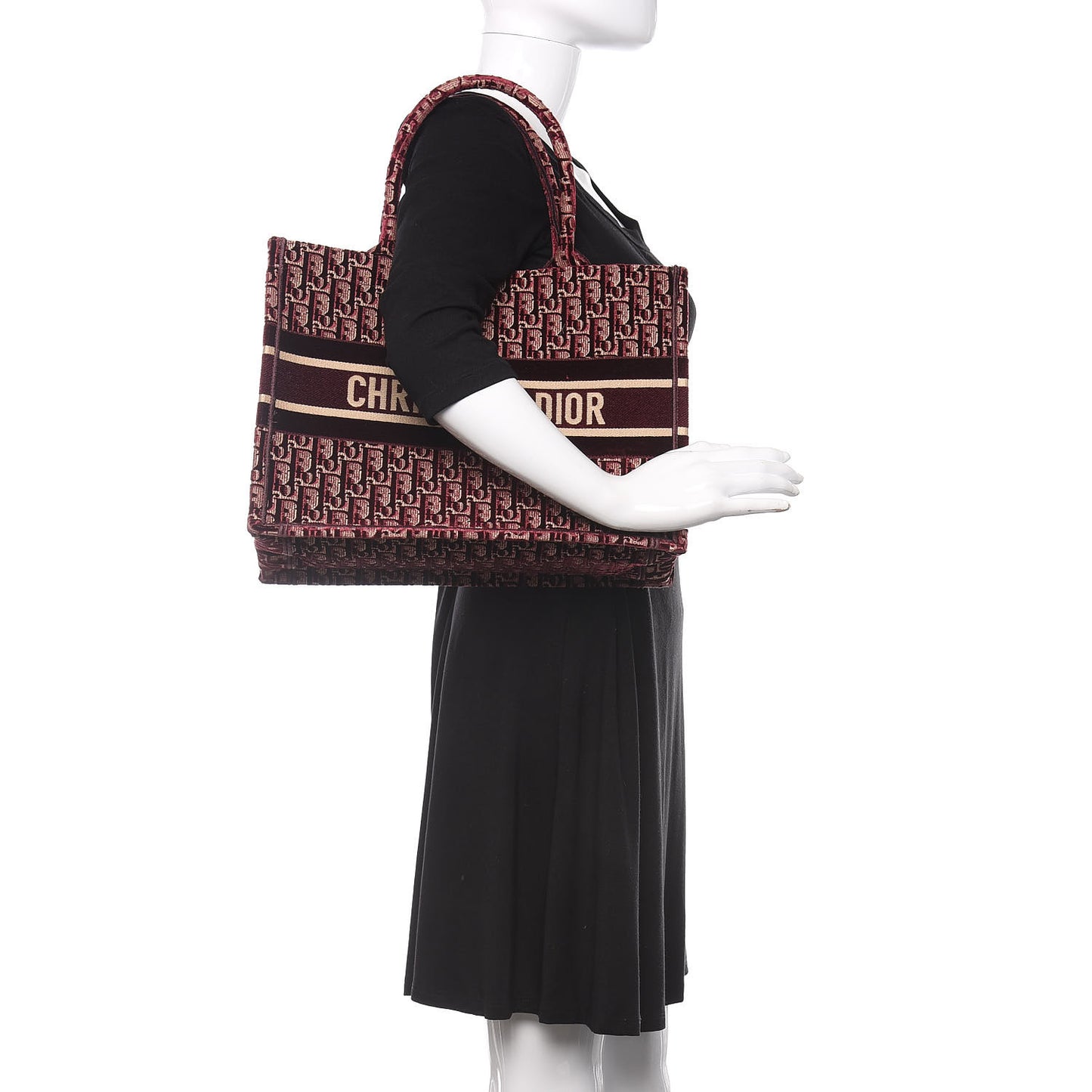 Oblique Velvet Medium Book Tote Burgundy