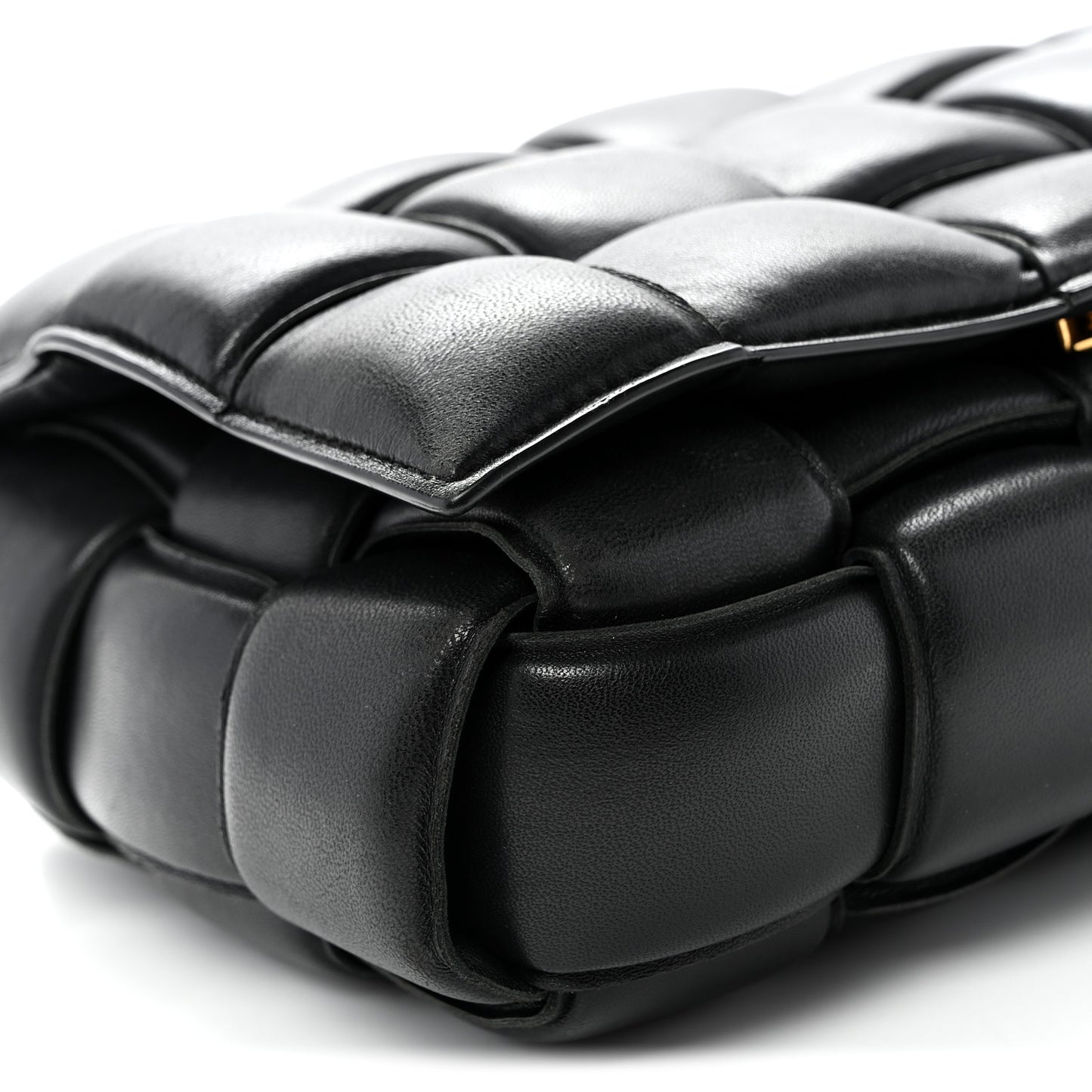 Nappa Maxi Intreccio Padded Cassette Crossbody Bag Black